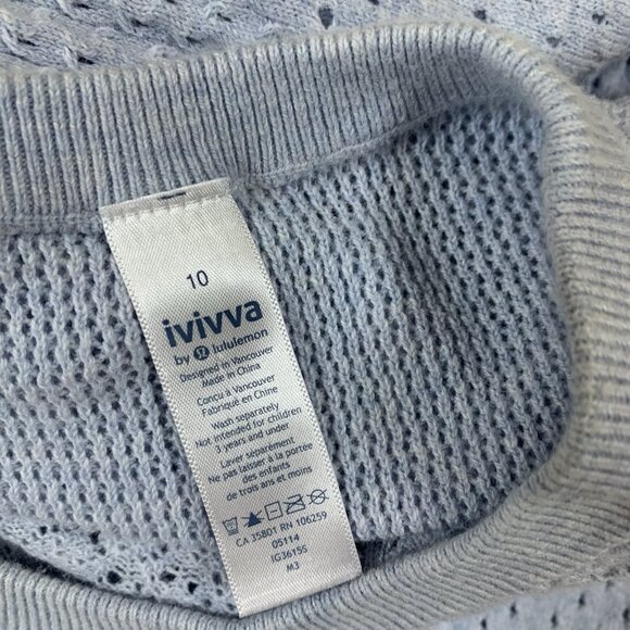 Lululemon Ivivva Blue Eyelet Knit Pullover 10 Thumbhole Long Sleeve Sweater - Picture 4 of 5